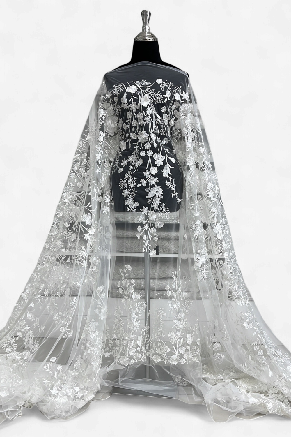 TULLE EMBROIDERY Bridal Fabric-/m-150-02-White